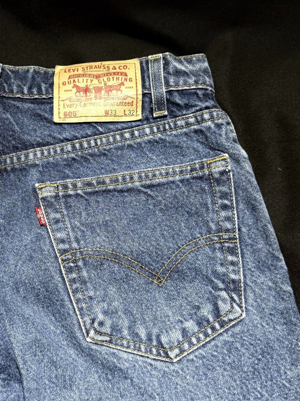 Levi's 505 Mens Jeans 33/32 Blue Straight Leg 100% Cotton Perfectly Faded